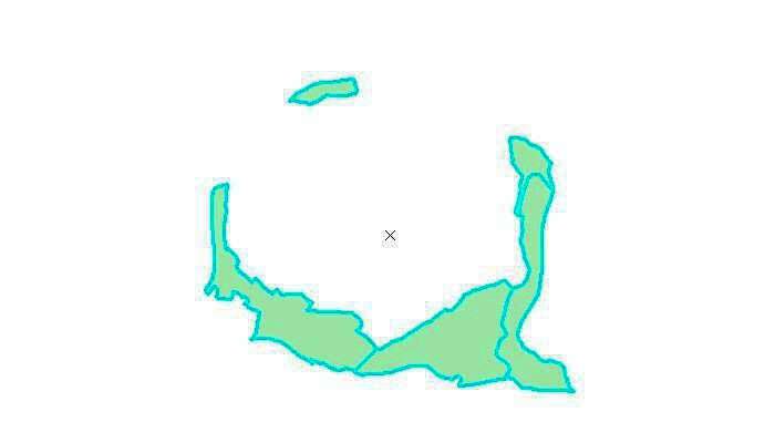 地图视图中矢量图形已发生明显位移，原位置与新位置形成对比显示