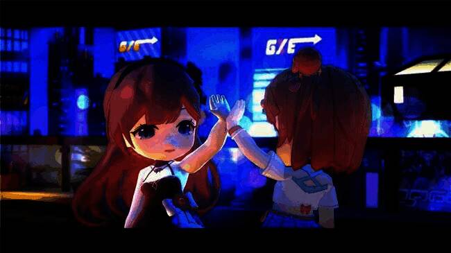 角色在办公室内工作场景，墙上贴有“算法至上”的标语