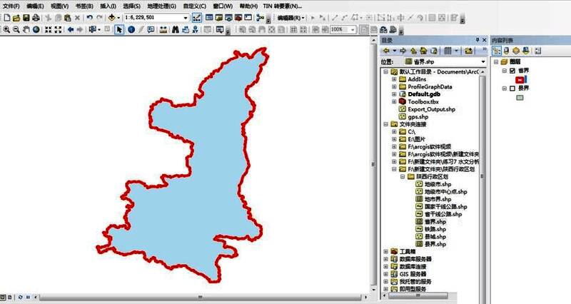 图框设置完成后，地图视图仅显示省界范围内区域