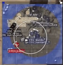 R5决赛圈交火画面，GQG队员分路包抄压制对手