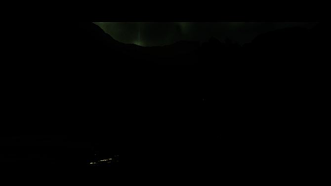 《死亡搁浅》动画概念图，主角手持设备穿越荒野