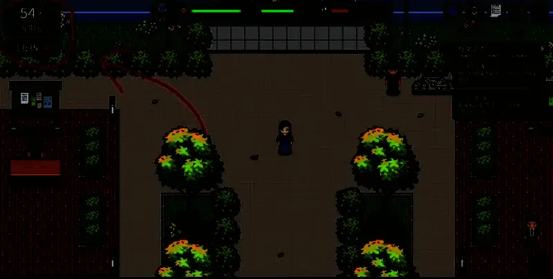 角色因未按时休息而昏倒在街头的场景，画面呈现负面状态提示信息