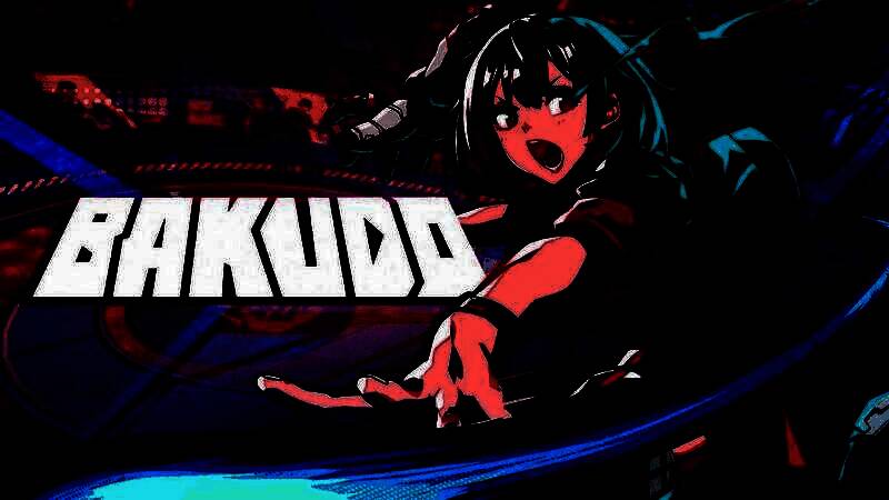 《BAKUDO》游戏截图，展示高速战斗与科幻校园环境