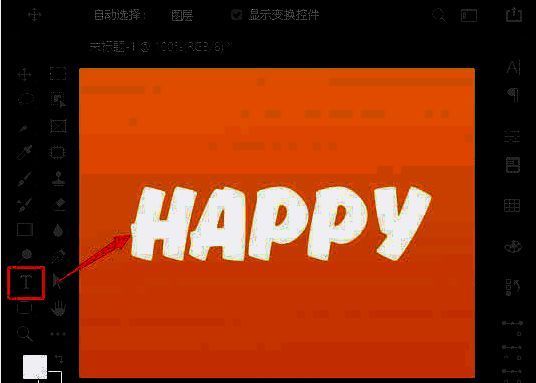 使用文字工具在画布上输入字母的操作界面截图