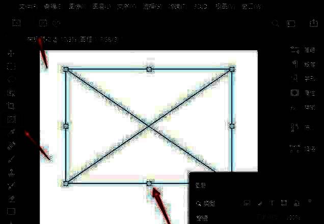 使用矩形图框工具在画布上绘制形状的操作界面