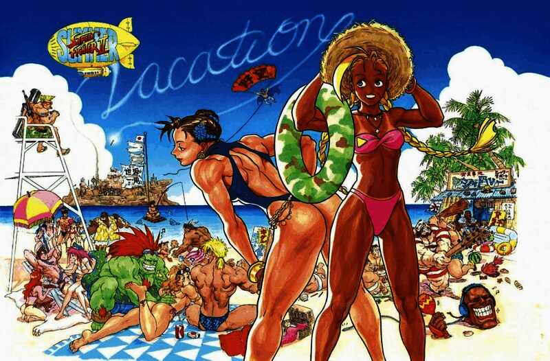 嘉米与春丽泳装造型对比展示，展现复古风格与现代细节融合