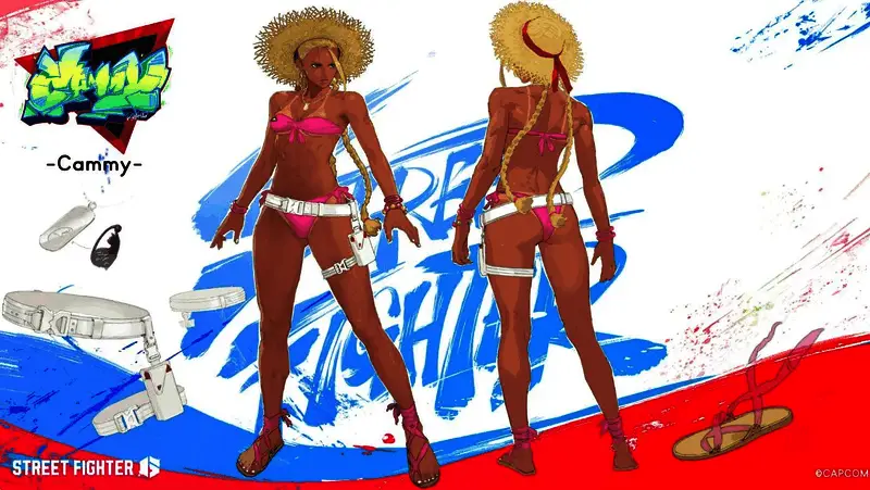 曼侬泳装造型正面展示，波波头与泳衣设计极具特色