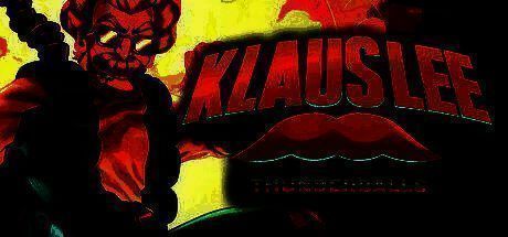 《克劳斯·李—虎胆龙威》游戏画面，主角克劳斯正在跳跃穿越布满陷阱的场景，背景有爆炸特效