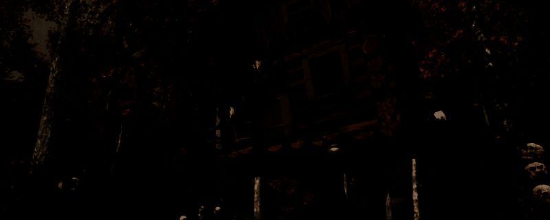 主角手持武器，眼神坚定地望向远方