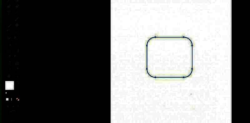 使用圆角矩形工具绘制图形，但未显示调节点