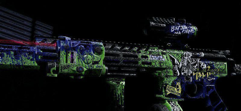 涂鸦MPX枪械涂装展示，色彩鲜明极具个性