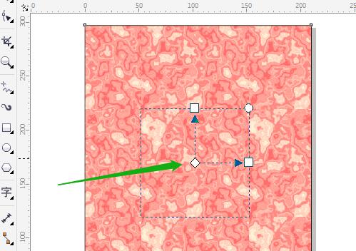 矩形内部显示已完成底纹填充，中间菱形控制点位于图形几何中心
