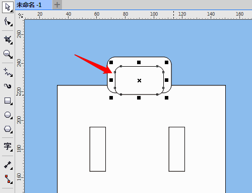组合两个圆角矩形并调整层级顺序的界面展示