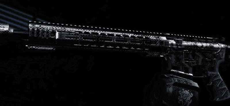 黑金国际M4A1外观展示，银灰拉丝质感与方块纹路结合