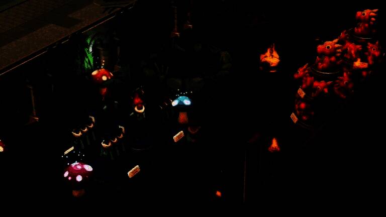 奇幻地图探索场景，密林深处隐约可见古老遗迹轮廓