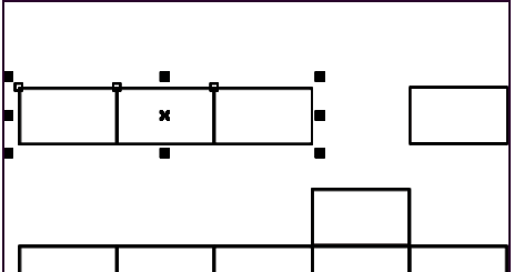 完成打散后的图形展示，多个元素各自独立分布于画布上