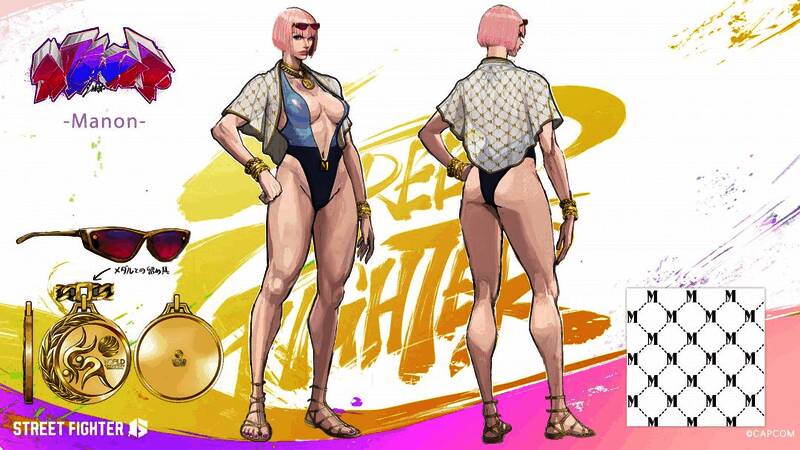 角色泳装正面视角展示，细节刻画精致