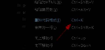 代码编辑界面显示快捷键Ctrl+K执行格式化命令，操作演示清晰