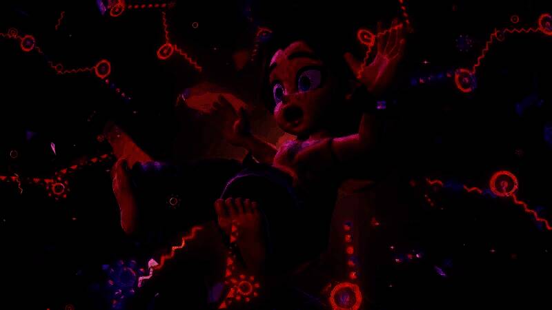 大金刚与宝琳在丛林场景中并肩作战，背景是神秘洞穴入口