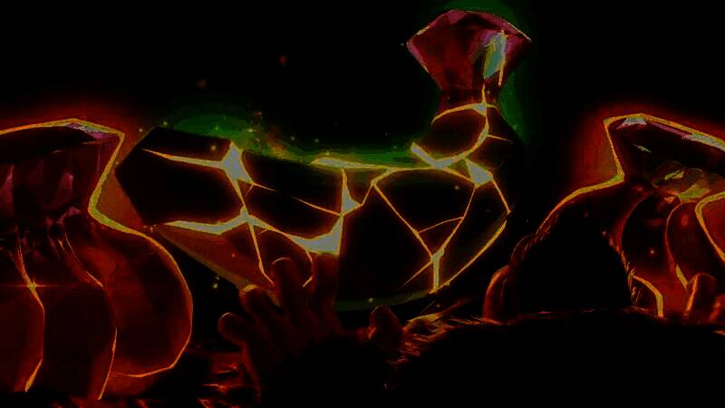 战斗场景中大金刚使用俯冲拳攻击地面敌人，周围尘土飞扬