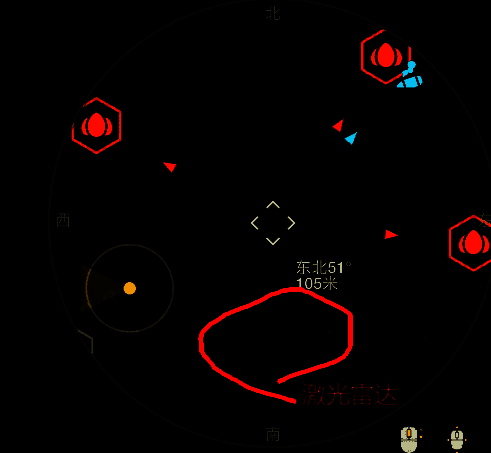 雷达任务完成后地图上显示的任务标记分布图