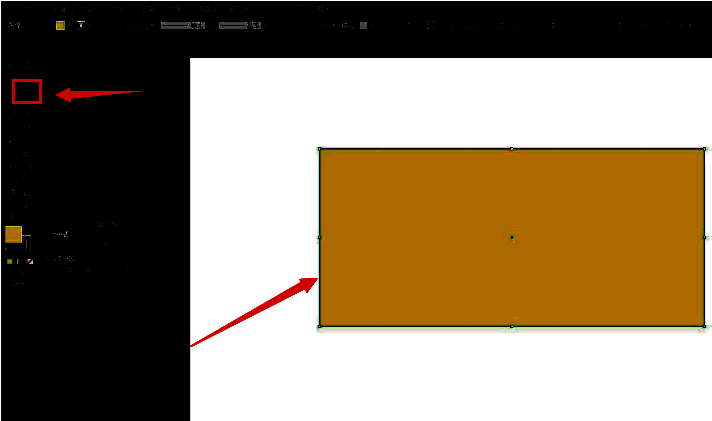 Adobe Illustrator界面中使用矩形工具绘制黄色填充矩形