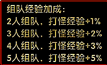 组队界面展示当前队伍成员构成与经验加成比例