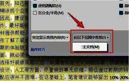 主文档范围设置界面展示，应用按钮位置醒目突出