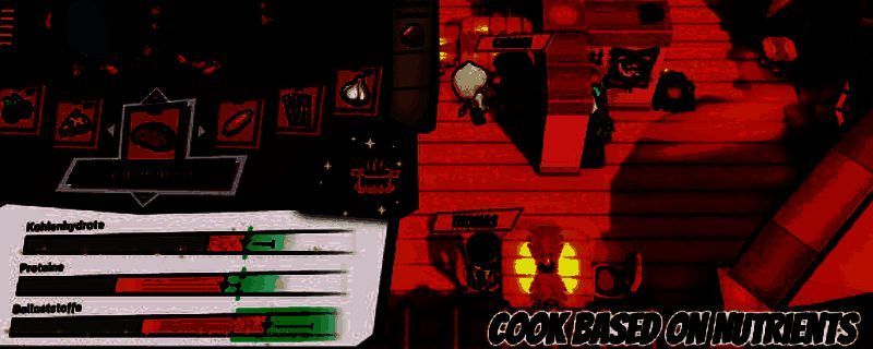 游戏主界面展示，背景为黑暗风格的厨房场景，锅中翻腾着神秘炖菜