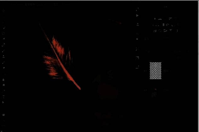 通过拖拽右上角实现羽毛图像绕中心点旋转