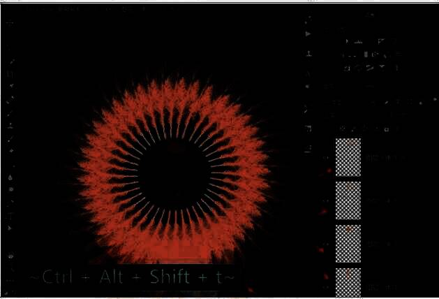 使用Ctrl+Alt+Shift+T快捷键复制并旋转羽毛图层，形成环形排列