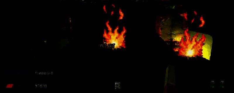 游戏主界面展示，昏暗色调搭配极具心理恐怖氛围的UI设计