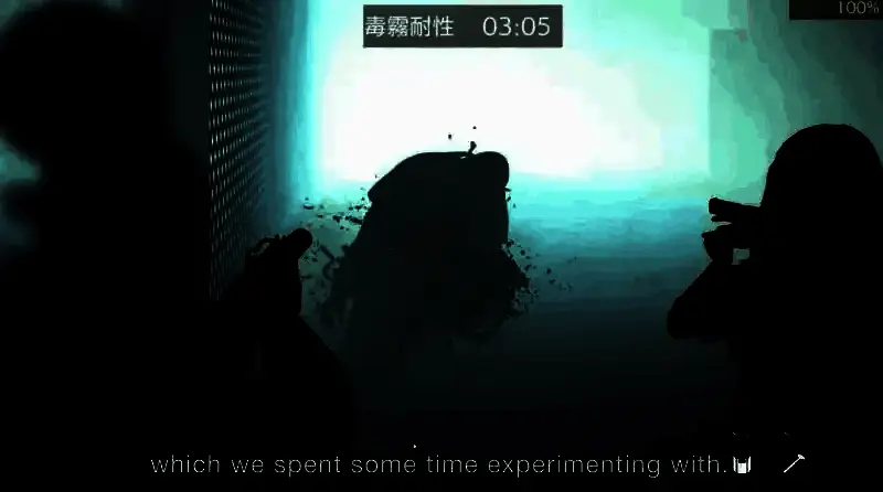 《生化危机9》早期版本设定图，展示角色在废墟环境中战斗的场景，气氛紧张压抑