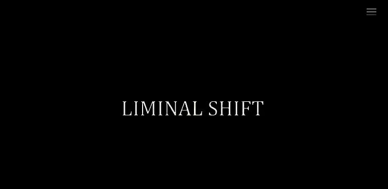 Next Phase工作室官网界面特写，突出显示LIMINAL SHIFT项目标识