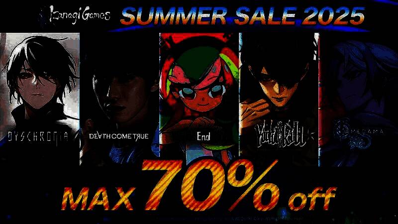 IzanagiGames夏日特卖活动宣传图，展示六款参与促销的游戏封面