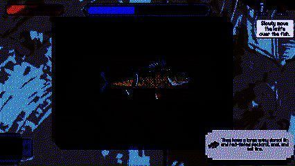 游戏内处理鱼类的特写画面，手指正在滑动屏幕去除鱼鳞，进度条显示当前完成度