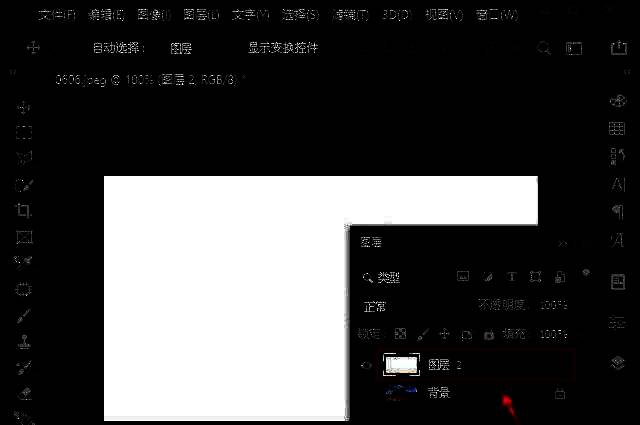 图层面板新增白色背景图层，准备进行圆形裁剪操作
