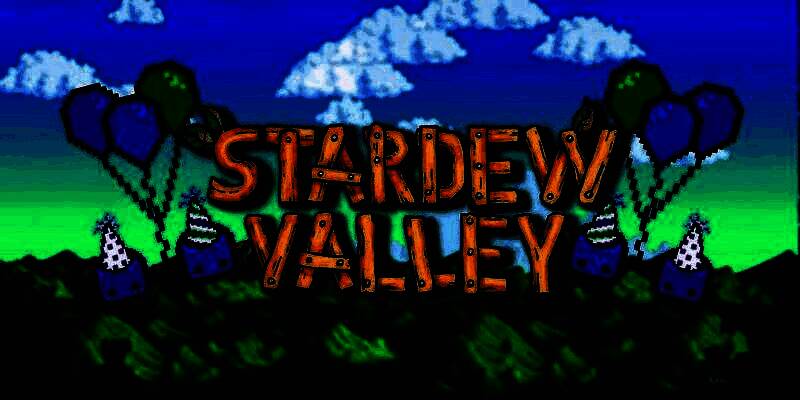 《星露谷物语》游戏场景截图，展现宁静的乡村风光与主角耕作的画面