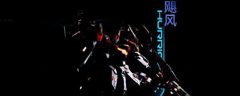 《解限机》中飓风机甲展示图，机体外观厚重装甲，配备能量护盾发生器