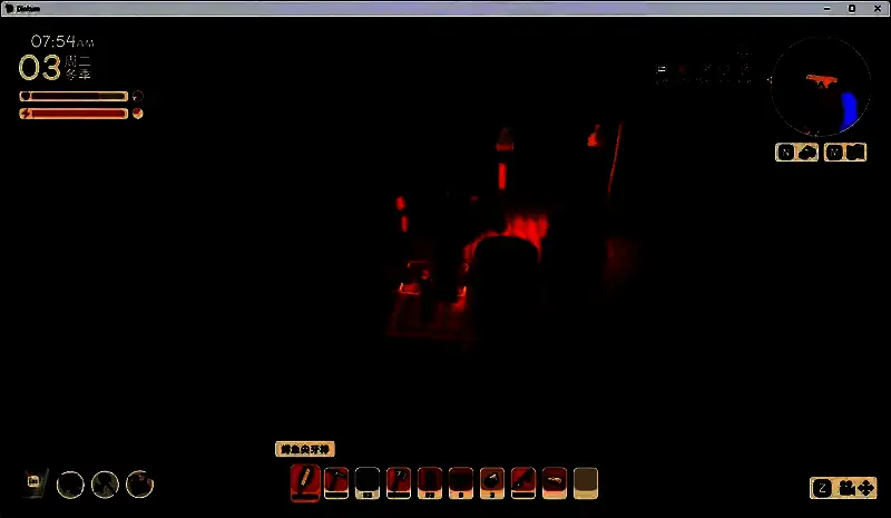 矿洞内部结构图，展示了木桶、栅栏以及灯具的布局