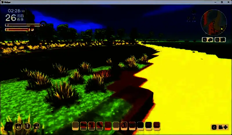 角色坐下休息加速回血的场景演示