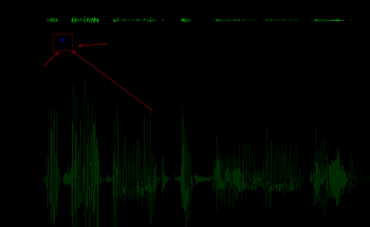 Audition时间轴操作界面，播放头精确停靠在某一时间节点