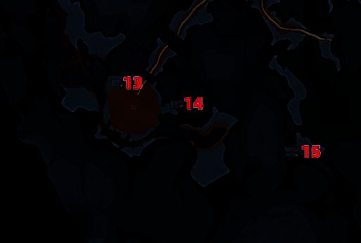 地图分岔口与十字路口区域特写，标注有宝箱位置