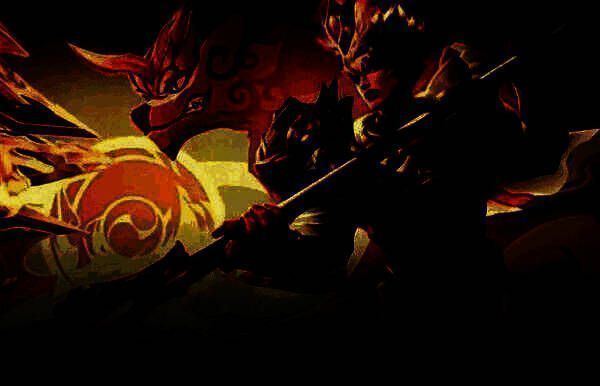 杨戬战斗画面，手持三尖两刃刀，气势逼人