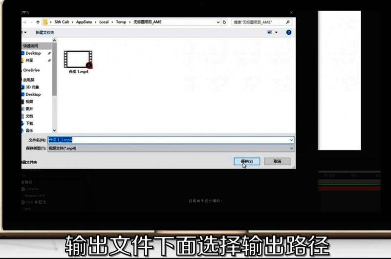 设置输出路径和文件名的对话框界面截图