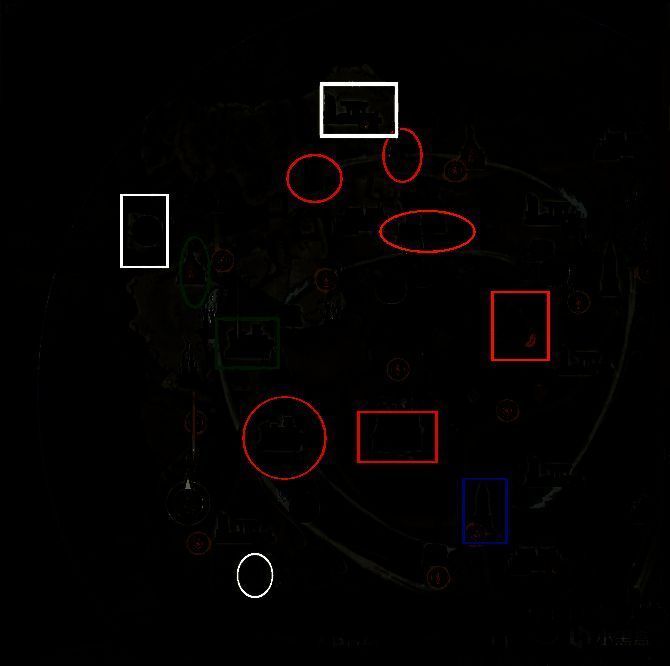 艾尔登法环黑夜君临地图图标说明图示，展示了各类地形和特殊地点的图标样式