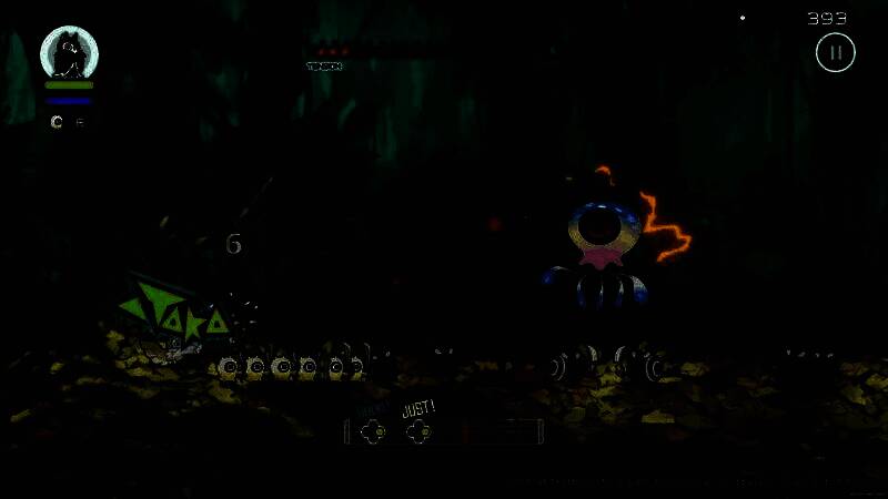 《RATATAN》游戏主菜单界面，背景为动态节奏战斗特效