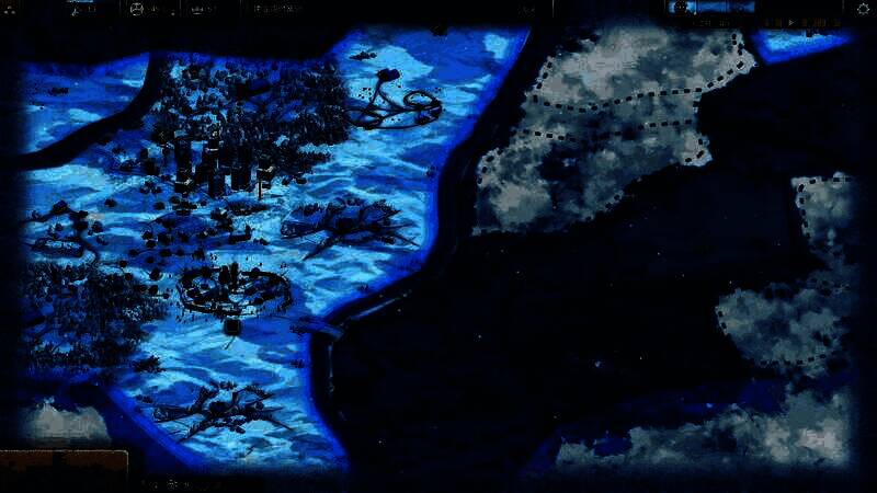 游戏场景截图，展现被植物覆盖的废墟城市，远处可见变异生物的轮廓