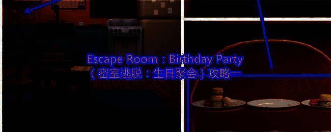 密室逃脱生日聚会游戏画面，展示一个装饰华丽的派对房间