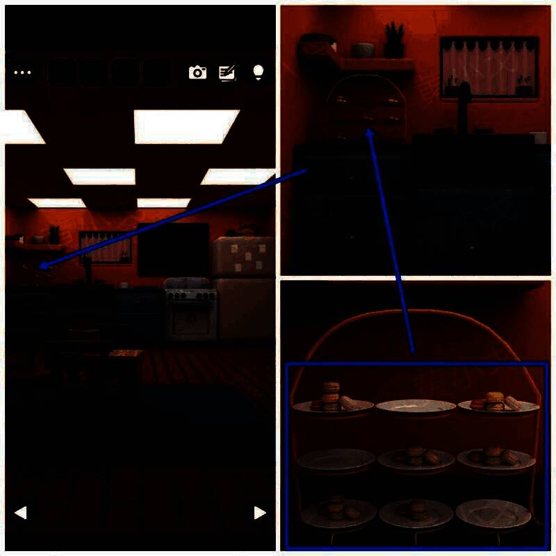 厨房橱柜上的点心架，摆放着色彩缤纷的马卡龙